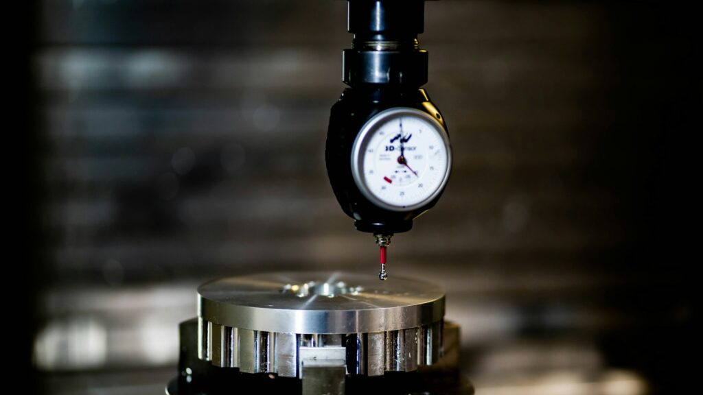 Dial instrument above a liquid sample